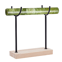 Черный Подставки для палочек из сплава кристаллов на деревянном основании, держатель-органайзер для украшений на планку для браслетов, чёрные, 17x5x15.7 см