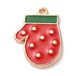 Другие Рождественские подвески с эмалью из цинкового сплава, золотой свет, перчатки, 21.8x16x2 мм, отверстие : 1.6 мм