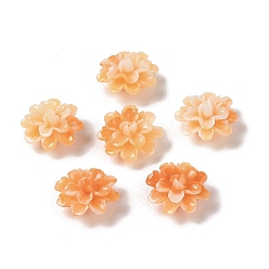 Оранжевый Синтетические бусины, окрашенные в ракушки, цветок, оранжевые, 17.5x9 мм, отверстие : 1.5 мм