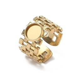 Golden 304 Stainless Steel Cuff Ring Components, Round Bezel Pad Ring Setting, Ion Plating(IP), Long-Lasting Plated, Golden, 12mm,18mm, Tray Size: 8mm