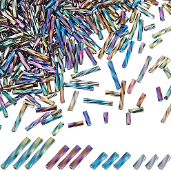 Разноцветный 2000шт 4 стиль стеклянные витые стеклярусные бусины, Ирис, красочный, 5~12x2 мм, отверстие : 0.5 мм, 500 шт / стиль