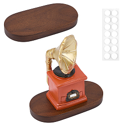 Kokosnuss braun 1pc ovale Holz-Display-Sockel, mit Aufklebern, Kokosnuss braun, 10x5x1.05 cm