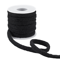 Черный 10ярд однотонных ажурных полиэстеровых лент, аксессуары для одежды, круглые, чёрные, 3/8 дюйм (10 мм)