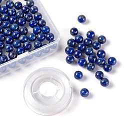 Lapis Lazuli D100Pcs 8mm Natural Lapis Lazuli Round Beads, with 10m Elastic Crystal Thread, for DIY Stretch Bracelets Making Kits, 8mm, Hole: 1mm
