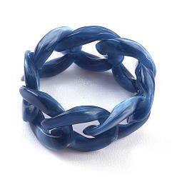 Marine Blue Cellulose Acetate(Resin) Finger Rings, Curb Chains, Marine Blue, US Size 9 1/4, Inner Diameter: 19mm