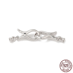 Plaqué Platine Véritable Plaqué rhodium 925 fermoirs imbriqués en argent sterling, avec cachet 925, Platine plaqué, 12.5x6x3mm, Trou: 1.5mm