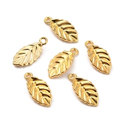 Золотой Подвески из сплава в тибетском стиле, лист, золотые, 14.5x6.5x1.8 мм, отверстие : 1.2 мм