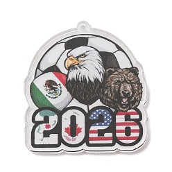Eagle Прозрачные акриловые подвески с футбольной тематикой, номер 2026 и амулет с орлом и медведем, 40x35x2 мм, отверстие : 1.5 мм