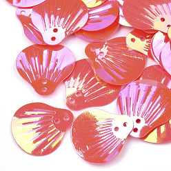 Помидор Аксессуары для орнаментов, пластиковые пайетки / блестки из бисера, с покрытием AB цвета, оболочка, помидор, 19x17.5x1 мм, Отверстие : 1.5 мм , около 4500 шт / 500 г