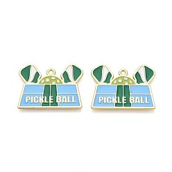 Золотой Подвески из спортивной эмали из сплава, чары пиклбола, золотые, 23x30x1 мм, отверстие : 1.6 мм