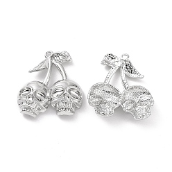 Platinum Rack Plating Alloy Pendants, Cadmium Free & Lead Free, Skull, Platinum, 31.5x28x7mm, Hole: 1.8mm
