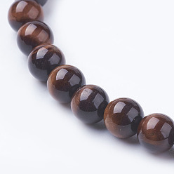 Tiger Eye Natural Red Tiger Eye Beads Strands, Round, Dyed & Heated, 6mm, Hole: 1mm, about 31pcs/strand, 8 inch