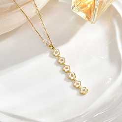 Цветок Длинные колье с кисточками из латуни и натуральной белой ракушки для женщин., золотые, цветок, 15.75 дюйм (40 см), удлинитель 50мм, Кулон : 60 мм