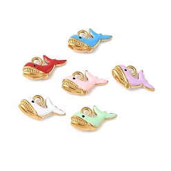 Whale 304 нержавеющей стальной эмали подвески, ионное покрытие (ip), золотые, кит, 9x16.5x4.5 мм, отверстие : 2 мм