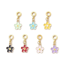 (52) Непрозрачная лаванда Подвески из эмали и сплава, цветок, золотые, разноцветные, 23 мм