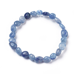 Blue Aventurine Natural Blue Aventurine Bead Stretch Bracelets, Tumbled Stone, Nuggets, Inner Diameter: 2~2-1/4 inch(5.2~5.6cm)