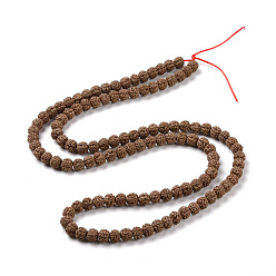 Camel Natural Rudraksha Bodhi Seed Beads, Mala Prayer Round Beads, Camel, 8.5~9x8mm, Hole: 0.8mm, about 114pcs/strand, 38.19 inch(97cm)