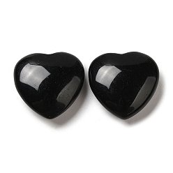 Black Agate Natural Dyed & Heated Black Agate Healing Stones, Heart Love Stones, Pocket Palm Stones for Reiki Ealancing, 30x30x11.5~12.5mm