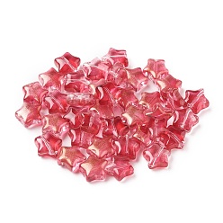 Red Electroplate Glass Beads, Star, Red, 8.5x8.5x4mm, Hole: 1mm