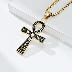 Золотой Египетский крест анкх 304 ожерелья с подвесками из нержавеющей стали, золотые, 23.62 дюйм (60 см)