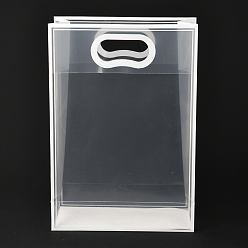 White Rectangle Transparent Plastic Bags, with Handles, for Shopping, Crafts, Gifts, White, 35x24cm, 10pcs/bag