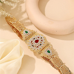 Рубин Свадебное платье невесты в марокканском стиле в форме капли, украшенное стразами, цепочки для ремня., золотые, рубин, 1060 мм