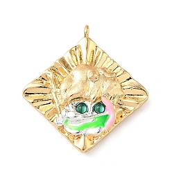 Стрелец Латунные микропроволочные кубические циркониевые подвески из эмали, cmолой, чары созвездий, реальный 18 k позолоченный, Стрелец, 28x26x6 мм, отверстие : 1.2 мм