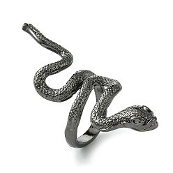 Gunmetal Snake Alloy Wrap Open Cuff Rings, Lead Free & Cadmium Free, Gunmetal, 4~55mm, Inner Diameter: 19mm