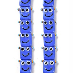 Королевский синий Бусы лэмпворк ручной работы, робот, королевский синий, 16x19.5x9.5 мм, отверстие : 1.8 мм, около 30 шт / нитка, 18.90'' (48 см)