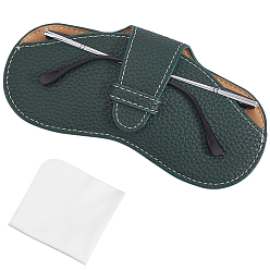 Темно-оливково-зеленый 1чехол для очков из искусственной кожи, для очков, солнцезащитные очки протектор, темно-оливковый зеленый, сгиб: 87x175x8 мм, развернуть: 163x175x8 мм