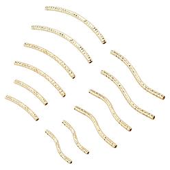 Echt 18 k vergoldet Messing gebogene Rohr Perlen, gebogene Rohrnudelperlen, Phantasie Schnitt, Nickel frei, echt 18 k vergoldet, 36 Stück / Karton