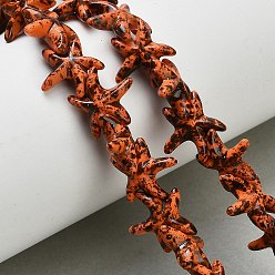 Коралловый Окрашенные синтетические бирюзовые бусы нити, морская звезда, окрашеные, коралл, 13~14x12.5~14x4.2~4.5 мм, отверстие : 0.9 мм, около 40 шт / нитка, 14.33'' (36.4 см)