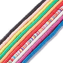 Mixed Color Polymer Clay Beads, Heishi Beads, Applicable to Earring Bracelet Necklace Jewelry Making, Disc/Flat Round, Mixed Color, 8x1.5mm, Hole: 2.5mm, about 313pcs/strand, 18.5inch(47cm)