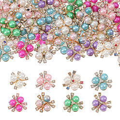 (52) Непрозрачная лаванда 80шт. 8цветные пластиковые кабошоны из искусственного жемчуга, со стразами, цветок, разноцветные, 19.5x20x8.5~9 мм, 10 шт / цвет