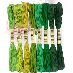 Green 6-Ply Polycotton Embroidery Floss, Cross Stitch Threads, Green, 0.8mm, 8bundle/set
