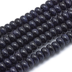 Синий Драгоценный Камень Синтетический синий авантюрин бисер нитей, рондель, 10x5~6 мм, отверстие : 1 мм, около 67 шт / нитка, 15.3 дюйм (39 см)