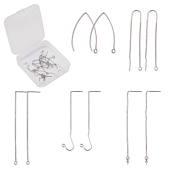Platinum Brass Stud Earring Findings, Ear Threads/Earring Hooks, Platinum, 7.4x7.2x1.7cm, 10pcs/box