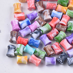 Gemischte Farbe Acryl-Perlen, Nachahmung Edelstein-Stil, Ton zwei, Bambus-Joint, Gemischte Farbe, 13.5x10.5 mm, Bohrung: 1.8 mm, ca. 445 Stk. / 500 g