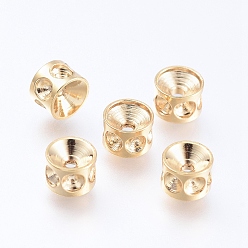 Golden 304 Stainless Steel Beads Rhinestone Settings, Column, Golden, 4x3mm, Hole: 1mm, fit for 1.5mm rhinestone