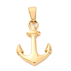 Золотой 304 подвески из нержавеющей стали, ионное покрытие (ip), Якорь прелести, золотые, 30x21x3.5 мм, отверстие : 7.5x5 мм