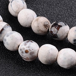 Желтая Старая Ткань  Граненые круглые крашеные бусины из натурального огненного агата с треском, старое кружево, 8 мм, отверстие : 1 мм, около 47~49 шт / нитка, 14 дюйм ~ 15 дюйм