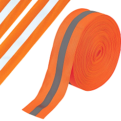 Orange Reflective Polyester Ribbons, Clothes Accessories, Orange, 2 inch(50mm)