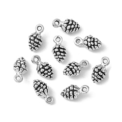Antique Silver Tibetan Style Pendants, Cadmium Free & Nickel Free & Lead Free, Antique Silver Color, Pine Cone, 13x7x5.5mm, Hole: 2mm