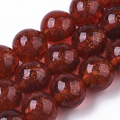 (123L) Белый крем непрозрачный блеск Ручной золотой песок бусины бисер нитей, круглые, огнеупорный кирпич, 11.5~12.5x11~12 мм, отверстие : 1 мм, около 45 шт / нитка, 19.69 дюйм