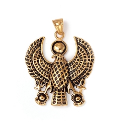 Antique Golden 304 Stainless Steel Pendants, Eagle with Ankh Cross, Antique Golden, 46x42x5mm, Hole: 8x5mm