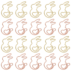 Кролик 40 шт 2 цвета железные скрепки, клипсы для закладок, кролик, 28x21x1 мм, 20 шт / цвет