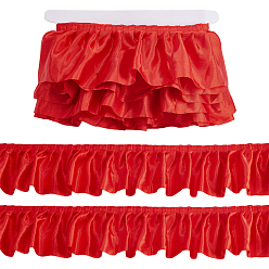 Красный Плиссированные атласные ленты, аксессуары для одежды, красные, 3-3/8 дюйм (85 мм), около 5 ярдов (4.57 м) / комплект