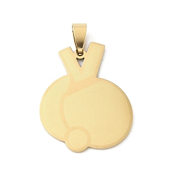 Настоящее золото 18K Спортивные 201 подвески из нержавеющей стали с лазерной резкой, талисманы для настольного тенниса, ионное покрытие (ip), реальный 18 k позолоченный, 36x28x1.4 мм, отверстие : 8x4 мм