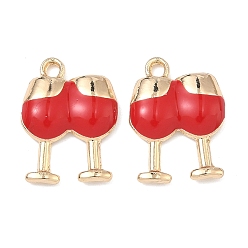 Красный Подвески из эмали и сплава, бокал прелести, стойки покрытие, без кадмия, без никеля и без свинца, золотые, красные, 17x12x2.5 мм, отверстие : 1.6 мм