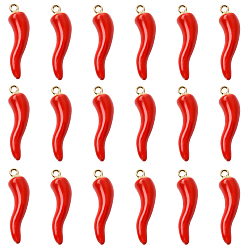 Красный Подвески из эмали и сплава, рог изобилия / итальянский рог корничелло амулеты, золотые, красные, 40 мм, 20 шт / комплект